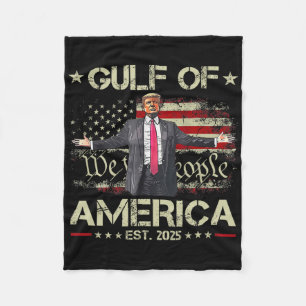 Funny Trump Gulf Of Us America Est 2025 Usa Americ Fleece Blanket