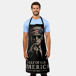 Funny Trump Gulf Of USA America 2025 4th Of July Apron