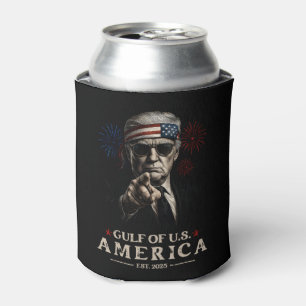 Funny Trump Gulf Of USA America 2025 4th Of July Can Cooler