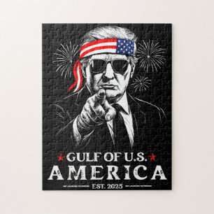 Funny Trump Gulf Of USA America 2025 4th Of July Jigsaw Puzzle