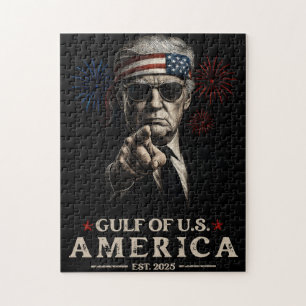 Funny Trump Gulf Of USA America 2025 4th Of July Jigsaw Puzzle