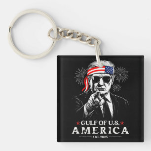 Funny Trump Gulf Of USA America 2025 4th Of July Key Ring