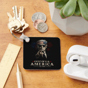 Funny Trump Gulf Of USA America 2025 4th Of July Key Ring