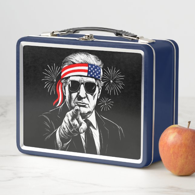 Funny Trump Gulf Of USA America 2025 4th Of July Metal Lunch Box (In Situ)