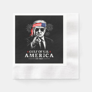 Funny Trump Gulf Of USA America 2025 4th Of July Napkin