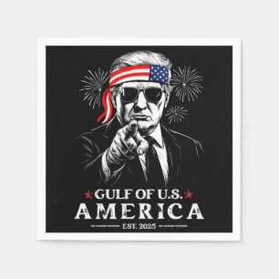 Funny Trump Gulf Of USA America 2025 4th Of July Napkin