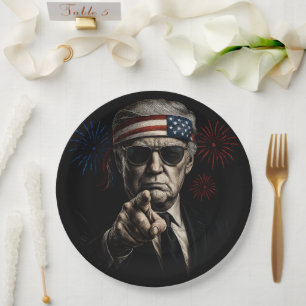 Funny Trump Gulf Of USA America 2025 4th Of July Paper Plate