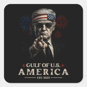 Funny Trump Gulf Of USA America 2025 4th Of July Square Sticker