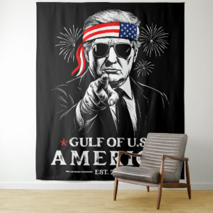 Funny Trump Gulf Of USA America 2025 4th Of July Tapestry