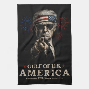 Funny Trump Gulf Of USA America 2025 4th Of July Tea Towel
