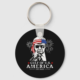 Funny Trump Gulf Of Usa America 2025 Happy 4th Of  Key Ring