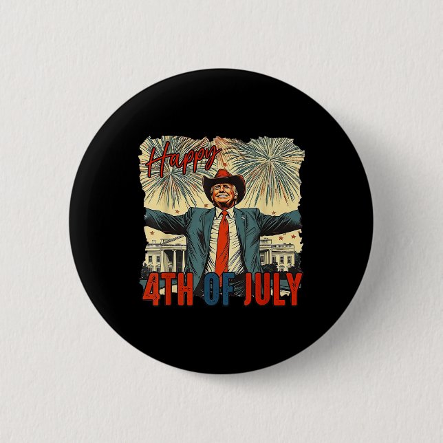 Funny Trump Happy 4th Of July Independence Day  6 Cm Round Badge (Front)