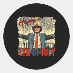 Funny Trump Happy 4th Of July Independence Day  Classic Round Sticker
