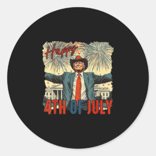 Funny Trump Happy 4th Of July Independence Day  Classic Round Sticker