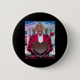 Funny Trump Hugging Chocolate Heart February 14th 6 Cm Round Badge