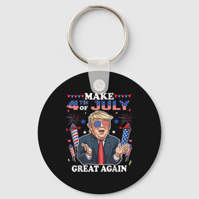 Funny Trump Independence Day Make 4th Of July Grea Key Ring (Front)