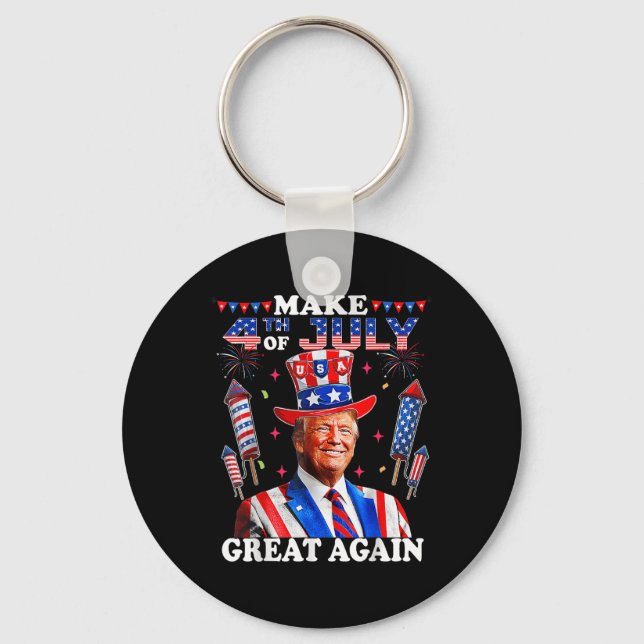 Funny Trump Independence Day Make 4th Of July Grea Key Ring (Front)