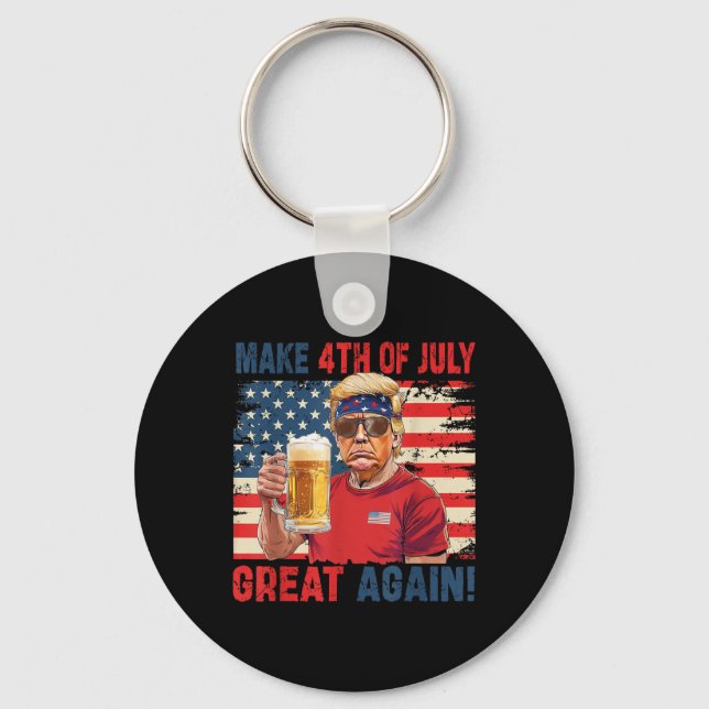 Funny Trump Independence Day Make 4th Of July Grea Key Ring (Front)