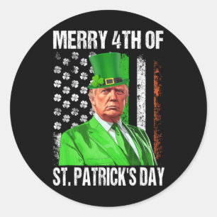 Funny Trump Leprechaun Hat Merry 4th Of St Patrick Classic Round Sticker