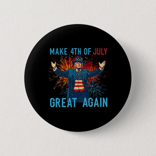 Funny Trump Make 4th Of July Great Again Firework  6 Cm Round Badge (Front)