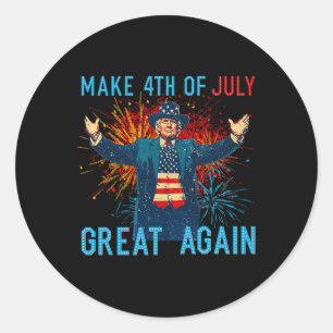 Funny Trump Make 4th Of July Great Again Firework  Classic Round Sticker