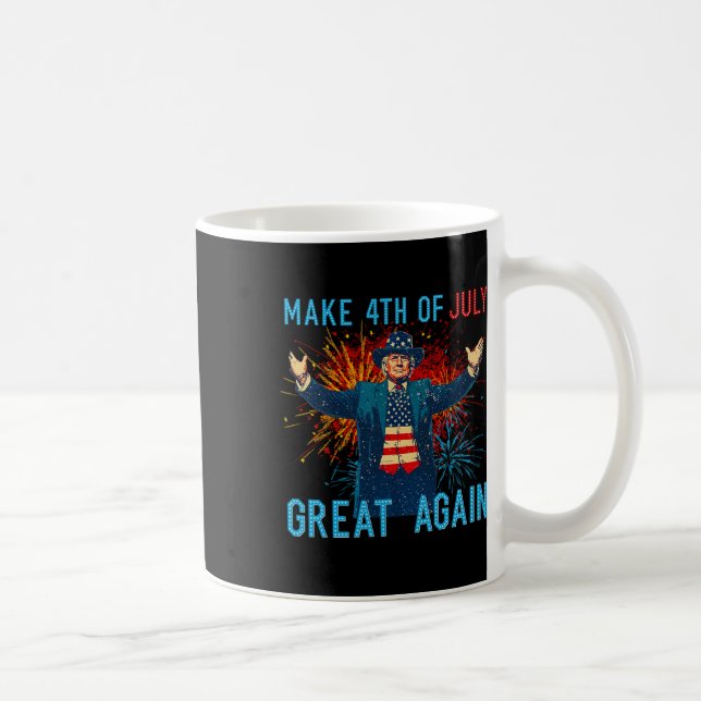 Funny Trump Make 4th Of July Great Again Firework  Coffee Mug (Right)