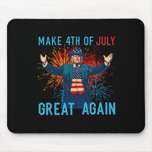 Funny Trump Make 4th Of July Great Again Firework  Mouse Pad (Front)