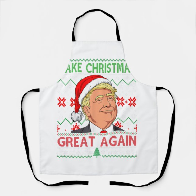 Funny Trump Make Christmas Great Again Ugly Sweate Apron (Front)