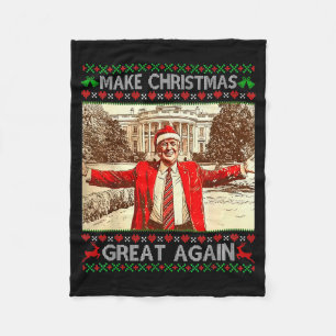 Funny Trump Make Christmas Great Again Xmas Family Fleece Blanket
