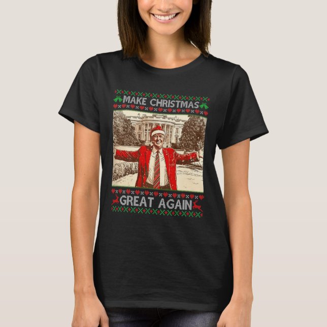 Funny Trump Make Christmas Great Again Xmas Family T-Shirt (Front)