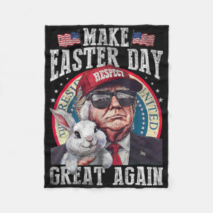 Funny Trump Make Easter Great Again Bunny Hunt Egg Fleece Blanket