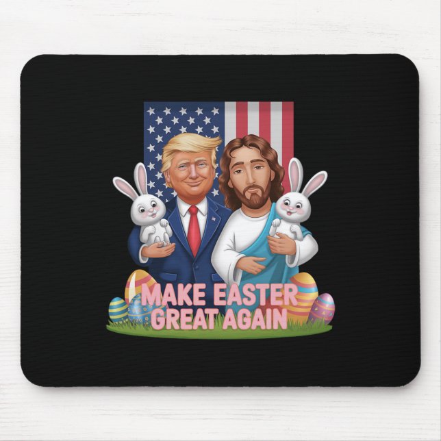 Funny Trump Make Easter Great Again Bunny Hunt Egg Mouse Pad (Front)