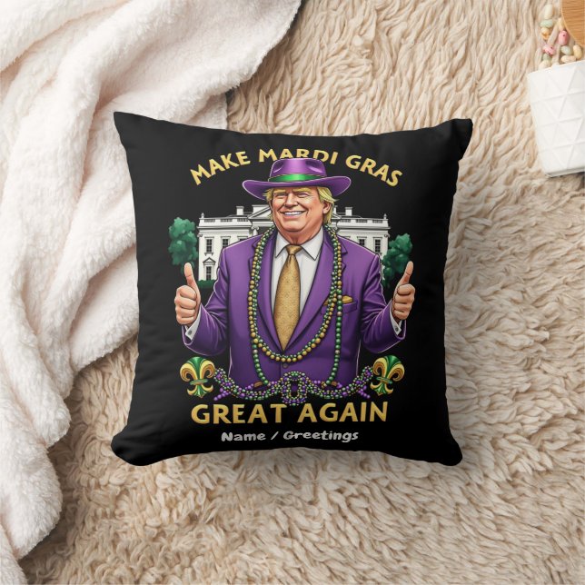 Funny Trump "Make Mardi Gras Great Again"  Cushion (Blanket)