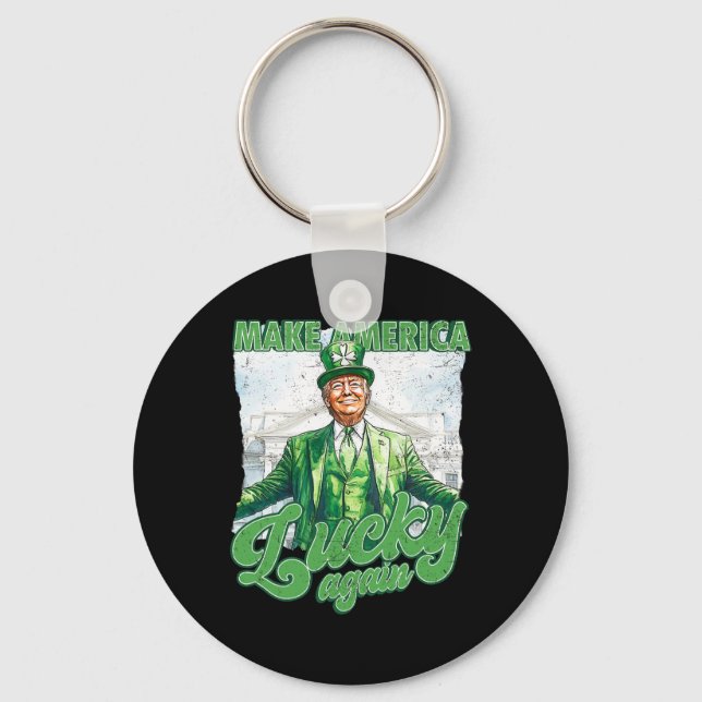 Funny Trump Make St Patrick's Day Great Again Iris Key Ring (Front)