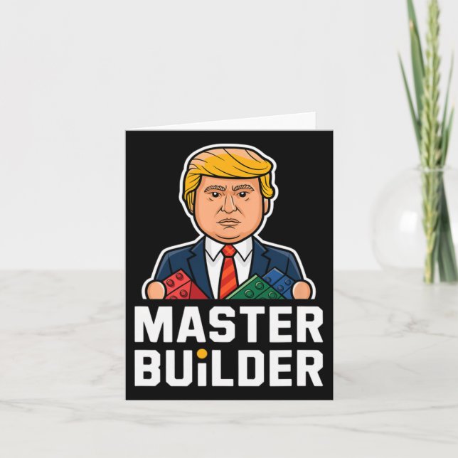 Funny Trump Master Builder Building Blocks Gift  Card (Front)
