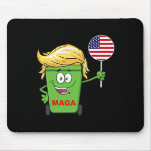 Funny Trump Mega Cartoon Garbage Can American Flag Mouse Pad