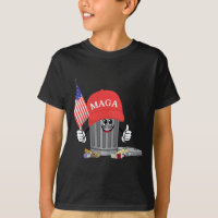 Funny Trump Mega Cartoon Garbage Can American Flag
