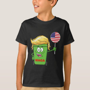 Funny Trump Mega Cartoon Garge Can American Flag T-Shirt