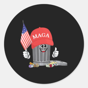 Funny Trump Mega Garbage Can Cartoon Character Ame Classic Round Sticker