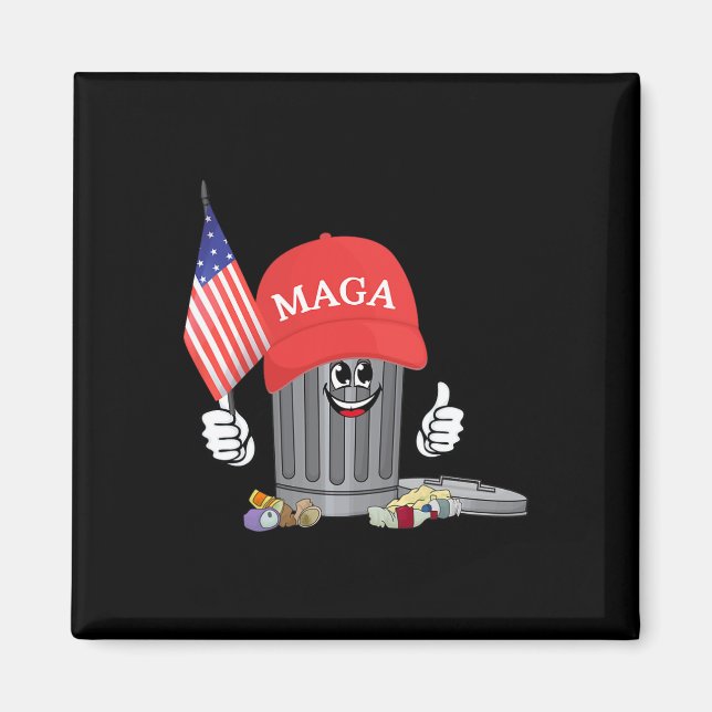 Funny Trump Mega Garbage Can Cartoon Character Ame Magnet (Front)