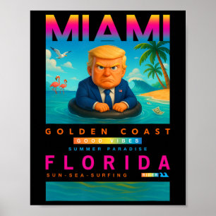 Funny Trump On Floating Yellow Duck Swim Ring In M Poster