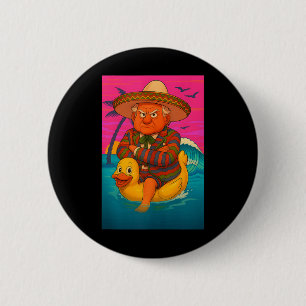 Funny Trump On Floating Yellow Duck Swim Ring In O 6 Cm Round Badge