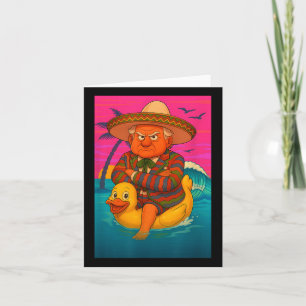 Funny Trump On Floating Yellow Duck Swim Ring In O Card