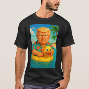 Funny Trump On Floating Yellow Duck Swim Ring In O T-Shirt