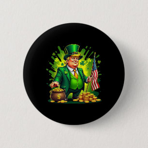 Funny Trump Paddys Back 45 47 St Patricks Day Usa  6 Cm Round Badge