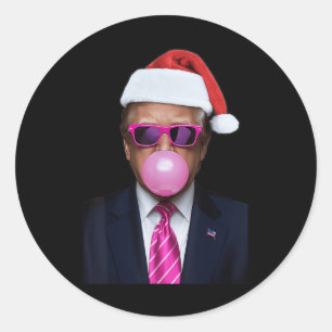 Funny Trump Pink Bubble Gum Christmas Xmas Classic Round Sticker