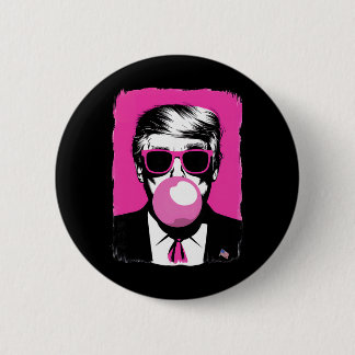 Funny Trump Pink Bubble Gum Sungles  6 Cm Round Badge