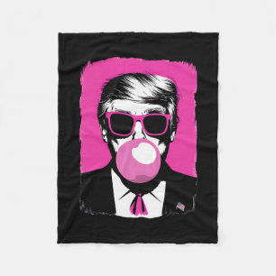 Funny Trump Pink Bubble Gum Sungles Fleece Blanket