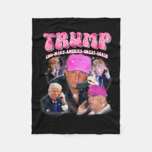 Funny Trump Pink Miss Me Yet Trump 2024 Take Ameri Fleece Blanket