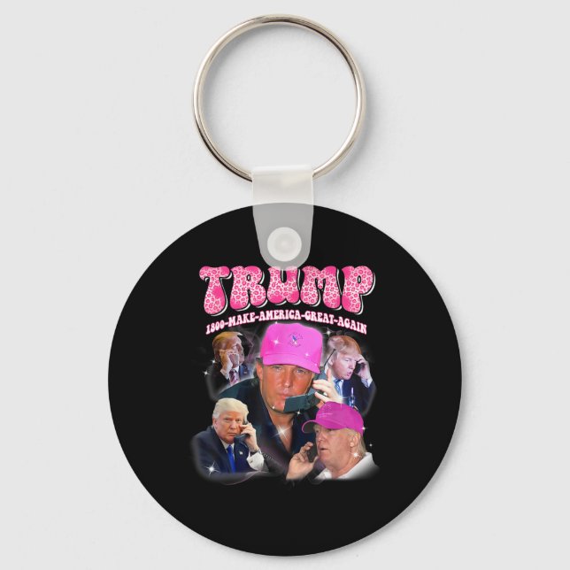 Funny Trump Pink Miss Me Yet Trump 2024 Take Ameri Key Ring (Front)
